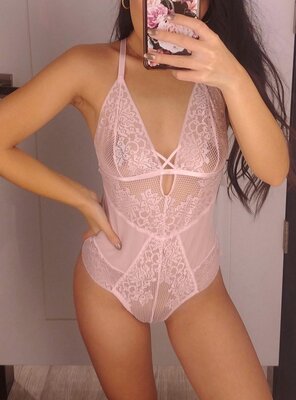 foto amadora Pink lace lingerie