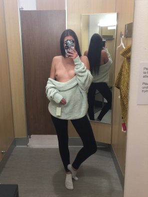 zdjęcie amatorskie this off the shoulder sweater might be a little big [f]