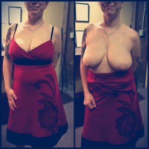 zdjęcie amatorskie I though my NYE dress had great cleavage. It looks good half off as well. ðŸ¤”