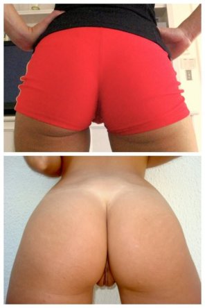 foto amateur Workout shorts on and off