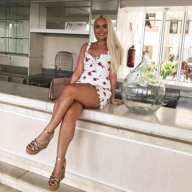 Hot blonde with sexy legs