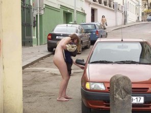 amateur photo Locked out of her car