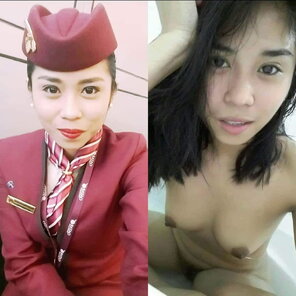 foto amatoriale Flight Attendants Dressed and Undressed