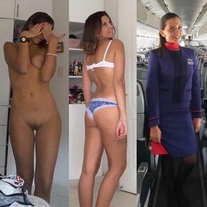 アマチュア写真 Flight Attendants Dressed and Undressed