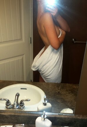 amateur photo My naughty towel stars coming off.. 100 upvs for a video with whats underneath ðŸ‘» allisonklein01