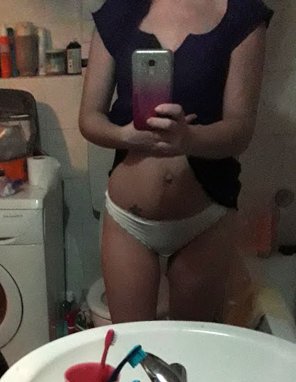 amateur-Foto Selfie Undergarment Mirror Thigh Leg 