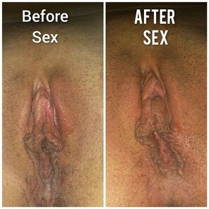 amateur pic Pussy comparison before and after the sex