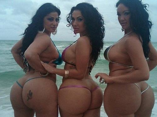 3 superbig butts in thongs!