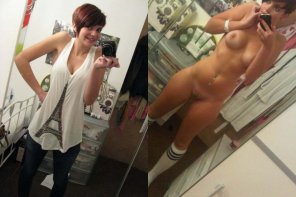photo amateur On/Off Striped Skinny Girl
