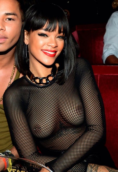 Rihanna see through fishnet.
