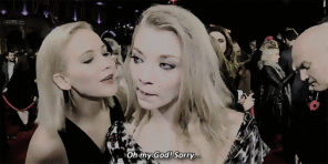 Jennifer Lawrence and Natalie Dormer accidentally kiss each other