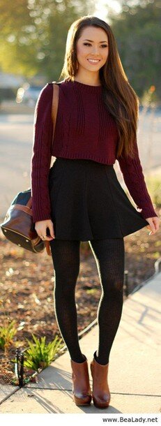 foto amateur bo8uvq-l-610x610-shoes-burgandy-black-brown-crop-skirt-cute-outfit-high+heels-sweater-jacket-underwear-blouse-bag-burgundy-school-vintage
