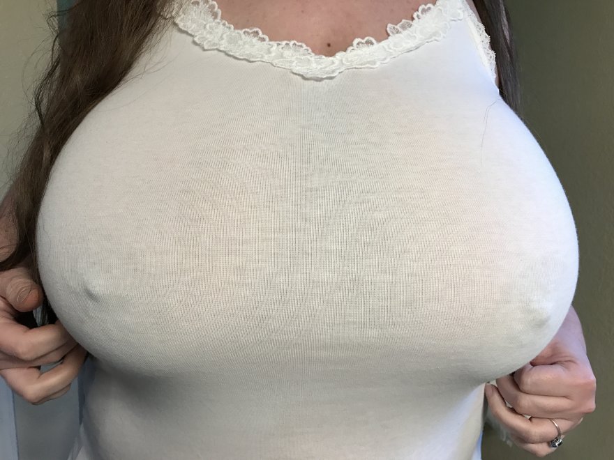 White shirt, hard nips