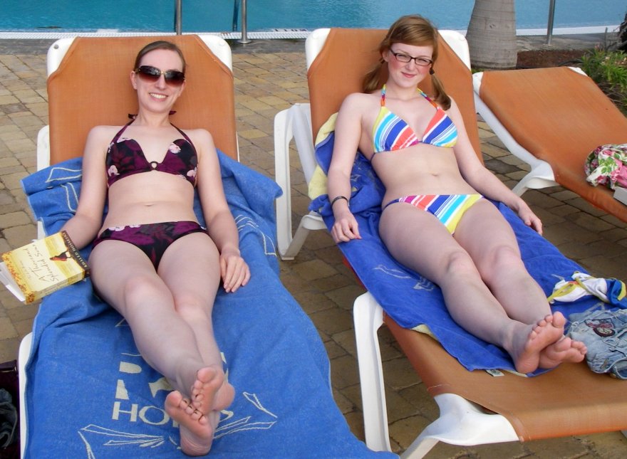 Cute girls at the pool
