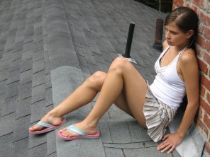 amateur-Foto Beautiful legs on the rooftop