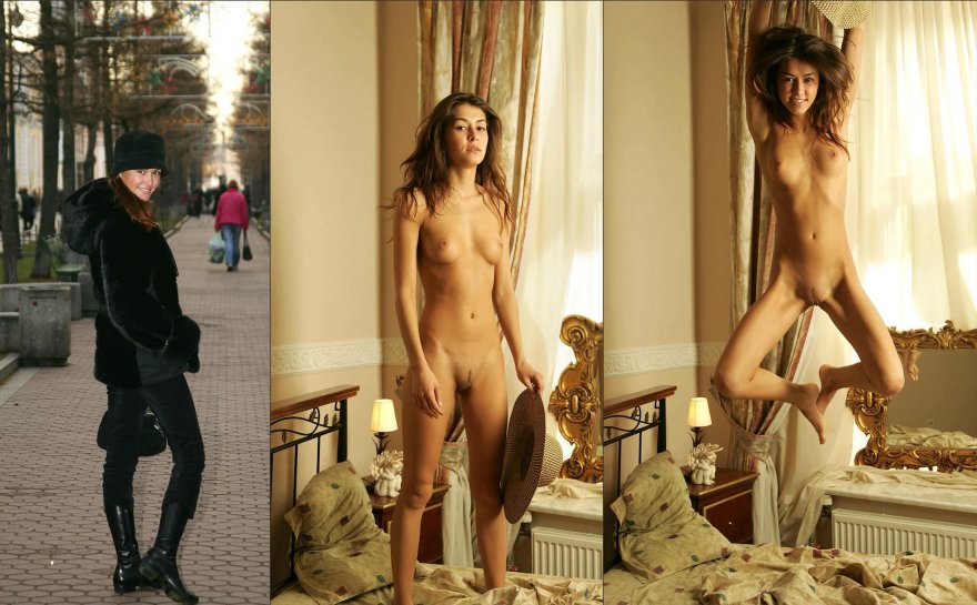 Elegant girl gets naked.