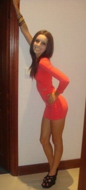 foto amadora Clothing Thigh Leg Orange Red 