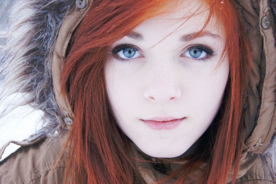 Redhead in the snow