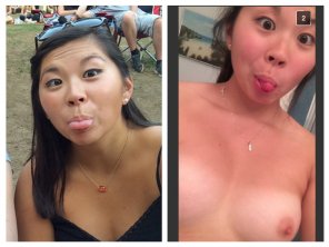 Asian With Her Tongue Out