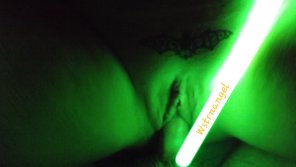 amateur-Foto My Bat Temp Tattoo, a Glow Stick and Sex