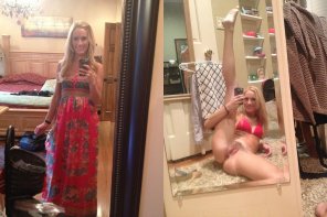 amateur pic Blonde in and out of dress