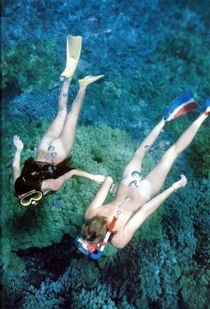 foto amadora Cottontails under water