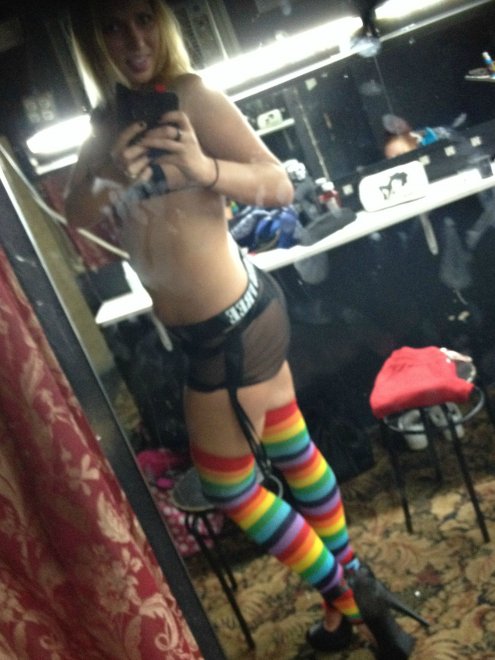 Long Legs in Rainbow Striped Thigh Highs