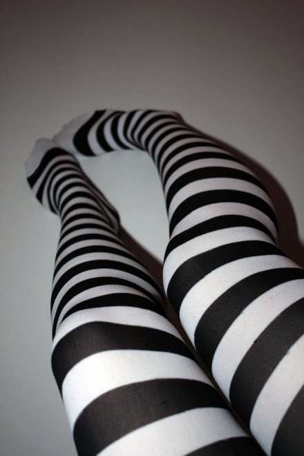 White Socks with black stripes POV