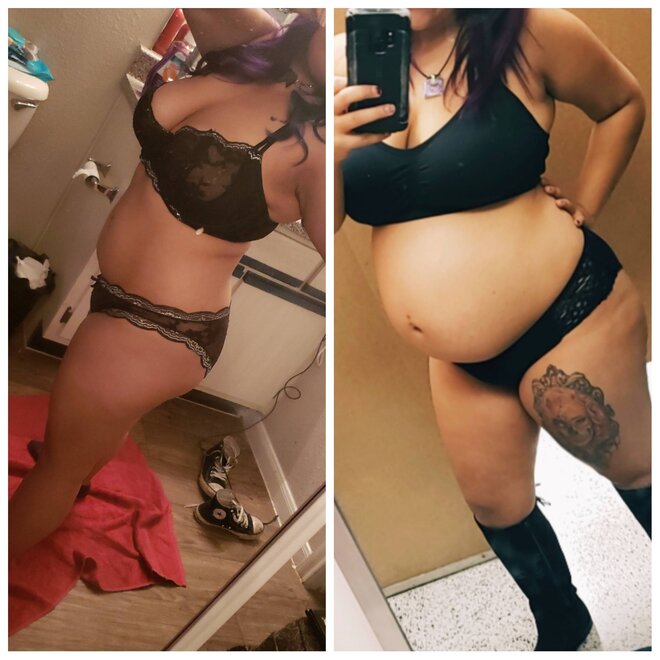Before and After. Im still growing! 14 more weeks to go!