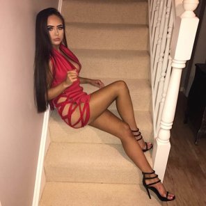 amateur photo PictureRed dress, serious eyebrows
