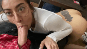 foto amateur Pov Finish Blowjob Glasses Finishes The Job Teen Cumshot Pierced Tongue Cum on tongue