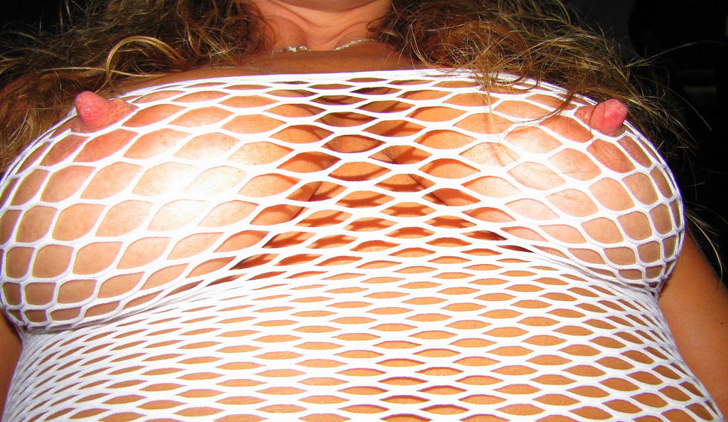 Fishnet Shirts Are Sexy...But Don't Hide Much Without A Bra Under it... Porn  Pic - EPORNER