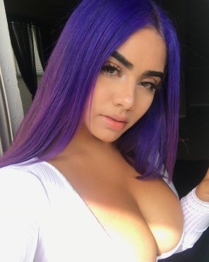 Purple Haired Beauty Spilling out
