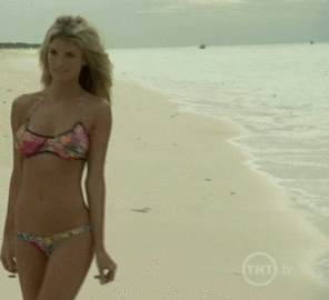 Marisa Miller gives her tits a shake and gets shy [MIC]