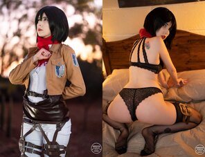 photo amateur Mikasa Ackerman, in and out of her clothes ~ Kerocchi
