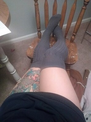 amateur photo Tattoos and thigh highs, feeling weak yet?...