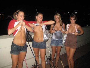 Twins and 2 friends all flashing