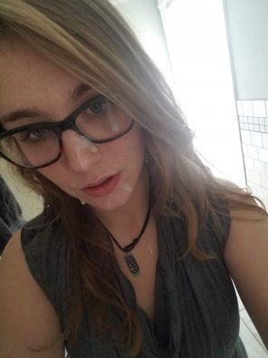amateur photo My little cumslut FWB wanted you all to see her facial selfie and tell her what you think.