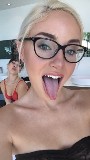 amateur pic Eyewear Face Glasses Tongue Facial expression Mouth 
