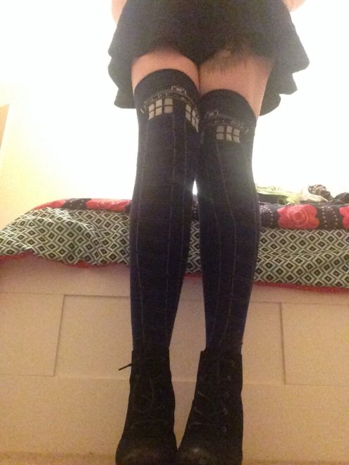 Not as revealing as the others in this thread, but these are my TARDIS thigh highs