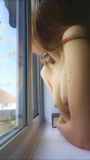 amateur photo Little tits and perky nips waiting by the window for my bf â˜€ï¸
