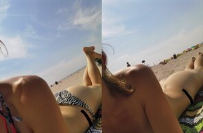 It was such a [F]un thrill to take off my bikini on the beach ðŸ˜Š