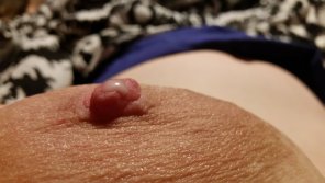 amateur photo My milky nipple, who wants a lick?