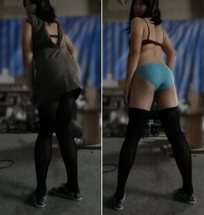 [F] I sent my team off for supper so I could strip off my dress and pull down my leggings on the worksite. I'm usually shy but I feel more confident w