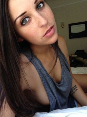 amateur photo Blue Eyes, Freckles, Tattoo, & Nice Tits
