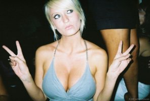 Babe with great cleavage