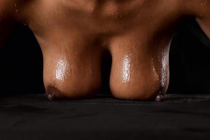 Wet brown boobies