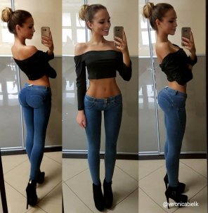 amateur pic Jeans Clothing Shoulder Waist Standing 