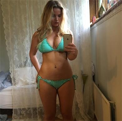 Decent looking girl in turquoise bikini