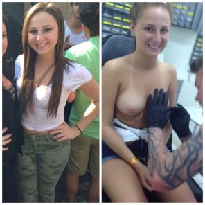 photo amateur Adorably cute girl getting a tattoo